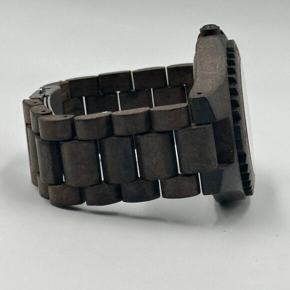 Bewell Thanatos Watch Men Dark Brown Wooden Date Window 47MM Dial New Battery - Picture 7 of 10
